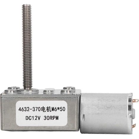 Moteur à engrenages à vis sans fin 12V DC, 30 tr/min, avec autoblocage, adaptation optimale, arbre M6x50mm, robuste et fiable pour applications industrielles. (1/5)
