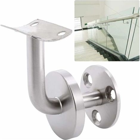 Supports de Main Courante pour Fixation Murale - Supports en Acier Inoxydable pour Rampe d'Escalier - Ensemble de 4 Supports Muraux pour Garde-Corps - Couleur Argentée (1/4)