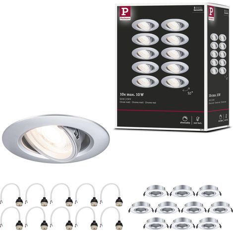 Spots encastrés kit de 10 orientable rond 90 mm 30° GU10 max. 10x10W 230 V Chrome mat Luminaire encastré - luminaire sans ampoule (1/5)