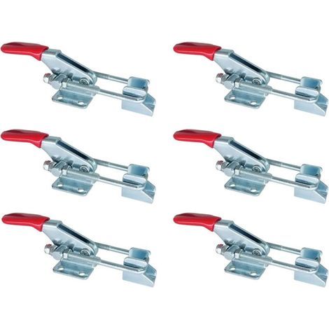 Sauterelles Bascule Pince Métallique Fixer loquet loquets de Serrage, avec Boucle Réglable pour Armoire, Porte, Boîte, Cas sans Serrure ou Poignée Cassée Super Gadget, Paquet de 6, Taille S (1/4)