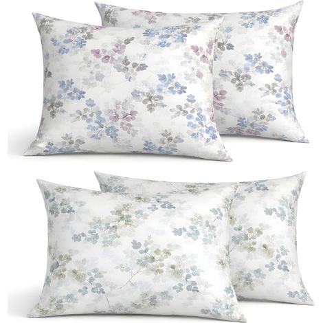 Coppia Federe Cuscino Letto Con Bottoni Laterali 100% Cotone Disegno Petalo GI, misuraFederecoloreAzzurro