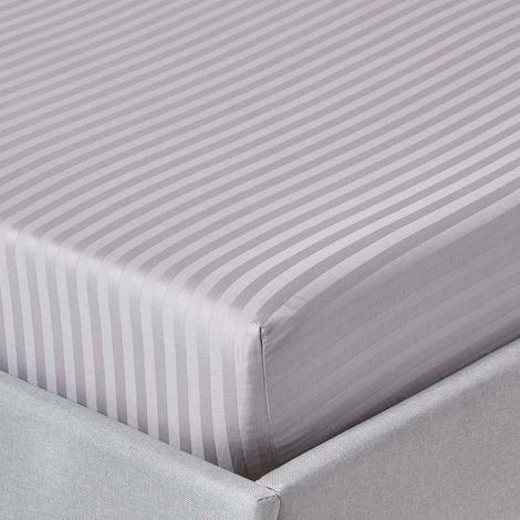 HOMESCAPES Grey Egyptian Cotton Satin Fitted Sheet 330 Thread Count, Small Double - Grey (1/5)