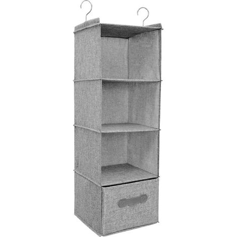 Organisateur de placard suspendu avec 1 tiroir amovible, idéal pour ranger les vêtements dans une chambre à coucher (gris) (1/5)