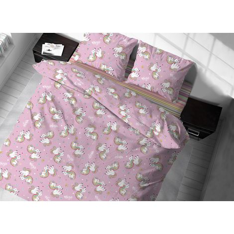 Copritrapunta Sacco Per Trapunta 100% Cotone Disegno Unicorno Rosa, misuraSingolocoloreUnicorno (1/5)