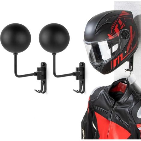 Support Mural pour Casque de Moto, Porte Casque pour Vélo et Moto Pivotant à 180° avec 2 Crochets, pour Accrocher Chapeaux, Manteaux et Clés (1/5)