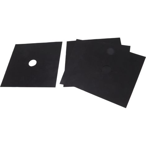 Set mit 4 schwarzen Schutzmatten für Gasherde, antihaftbeschichtet, hitzebeständig, leicht zu reinigen, 27 x 27 cm, 0,1 mm dick (1/5)