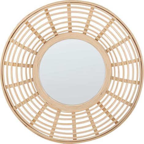 Espejo de pared de madera de bambú natural beige 60 cm minimalista Hanua (1/5)