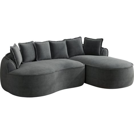 Canapé d’angle modulable sans armature en tissu, chaise longue profonde 122 cm, assise ergonomique avec coussins, gris, pour salon moderne - CHICFURN (1/5)