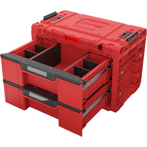 Qbrick System PRIME Drawer 2 Toolbox Expert RED ULTRA HD modularer Werkzeugkasten mit 2 Schubladen 542 x 335 x 369 mm 24 l