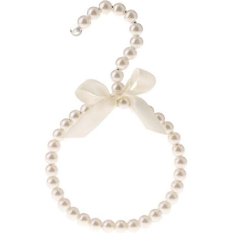 Cintre à foulards en plastique avec nœud en perles de 12 cm, cintre pour chaussettes et bas en soie, porte-serviettes-White with Bowknot (1/5)