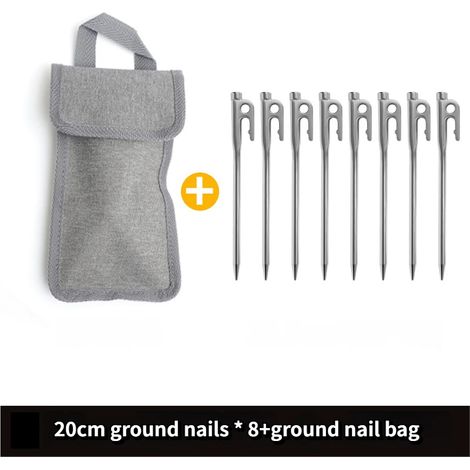 Piquets en acier inoxydable pour bâche de tente de camping en plein air, piquets coupe-vent fixes pour la plage et la neige, 8 piquets de 20 cm chacun. (1/5)