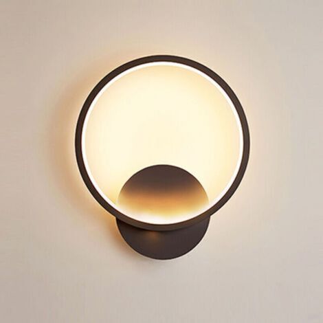 Applique Murale Interieur LED 13W Lampe Murale Ronde 3000K Moderne pour Chambre Salon Escalier Couloir AC 220V Noir Blanc Chaud (1/5)
