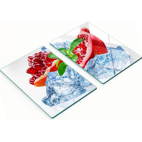 Küchenschneidebretter aus Glas mit Grafik: Granatapfel mit Eis, 2 x 40 x 52 cm (1/5)
