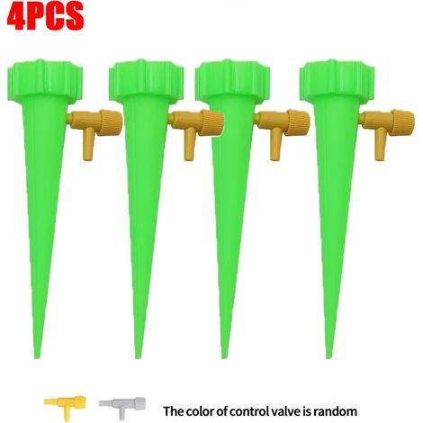 (4 pièces - Vert) Système d'irrigation goutte à goutte automatique pour plantes à fleurs, serre et jardin. Dispositif de goutte à goutte automatique réglable. (1/4)