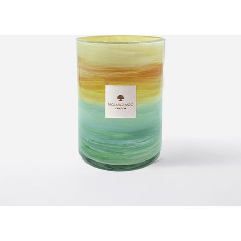 Vaso in vetro cilindro artigianale Made in Italy Tramonto H 20 - Multicolore 2