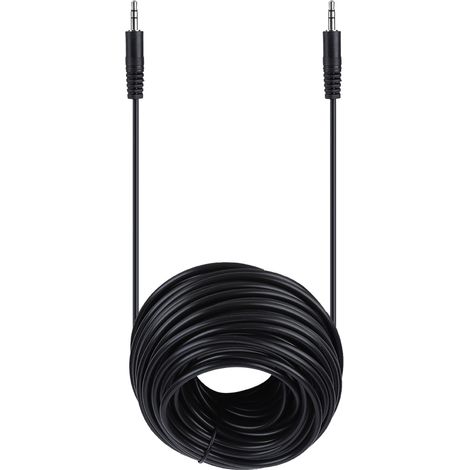 Câble audio blindé en cuivre 3,5 mm mâle-mâle, 20 m, pour haut-parleurs et casque.
