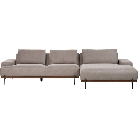 Canapé d'Angle Gauche Style Minimaliste 3 Places en Tissu Marron Clair et Pieds Métal Mariferd (1/5)
