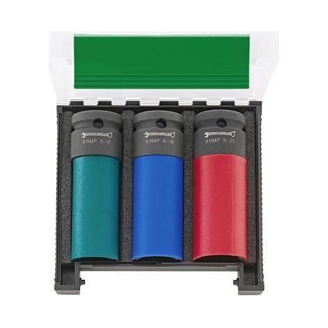 Stahlwille IMPACT juego de vasos codificados en colores azul amarillo rojo