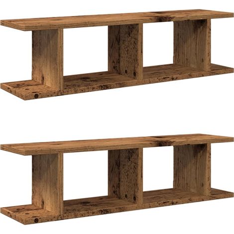 Étagères murales 2 pcs,Étagère flottante vieux bois 75x18x20 cm bois d'ingénierie CFW25145 (1/5)