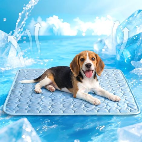 Tapis rafraîchissant pour chats et chiens, tapis rafraîchissant pour chiens, coussin rafraîchissant non toxique pour animaux de compagnie, lavable, pour l'intérieur, l'extérieur et la voiture, bleu, 6 (1/5)