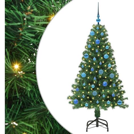 Sapin de Noël artificiel vert, 150 cm, en PVC, acier et plastique. (1/5)