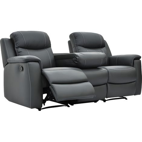 Divano 3 posti relax in cuoio Grigio - EVASION (1/3)