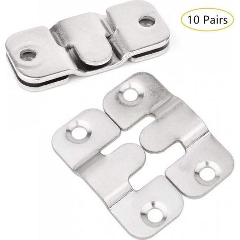 (10 Paires,L),Connecteur de Meubles Support de Montage Encastré, Mural Cintre Photo en en Métal Solide pour Fixation de Tableau, Image ou Miroir