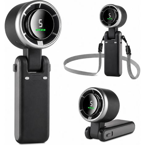 Ventilateur portable pliable 3 en 1, idéal pour les voyages et les croisières (gris foncé). (1/4)