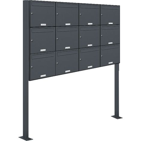 12er Standbriefkasten Anlage Freistehend RAL 7016 - Anthrazit (1/5)