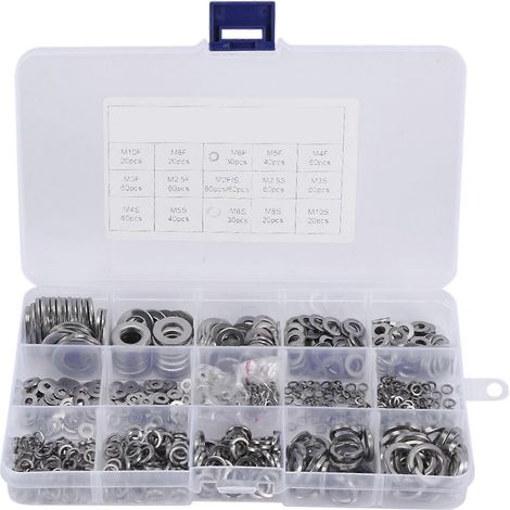 Assortiment de rondelles plates et de rondelles frein (700 pièces, 8 tailles) (1/5)