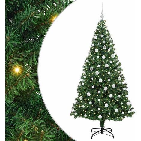 Sapin de Noël artificiel vert, 180 cm de haut, en PVC, acier et plastique. (1/5)
