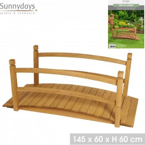 Pont en bois "Mon Jardin" - Marron - L 145 x P 60 x H 60 cm - Livraison gratuite