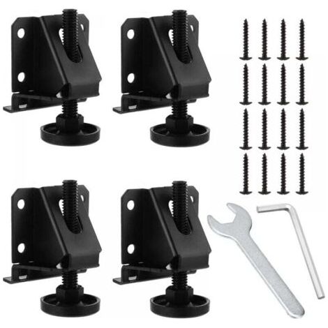 (Noir)Lot de 4 pieds de nivellement réglables pour meubles M10 pour tables, étagères, armoires, établi avec écrous de verrouillage (1/4)