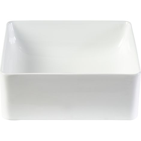 Vasque carrée en céramique blanche L30.5 cm CLEMI (1/4)