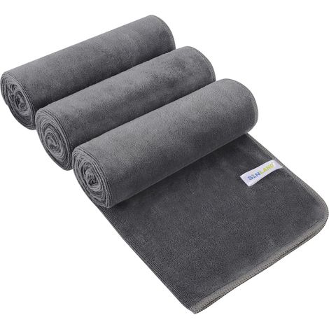Lot de 3 Serviettes de Sport en Microfibre, 40,6 x 81,3 cm, Gris (1/5)