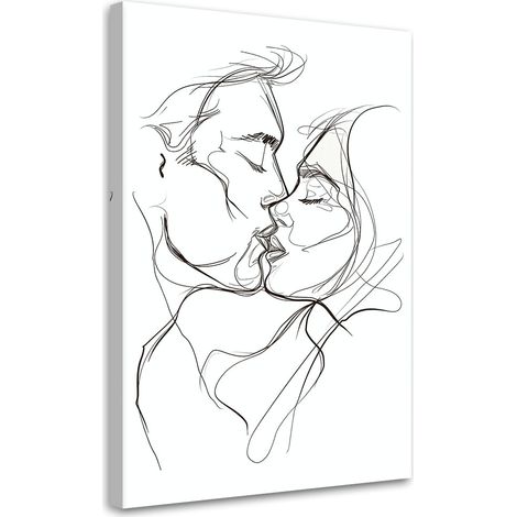 Tableau sur toile Tableau sur toile Baiser noir et blanc 60x90 (1/5)