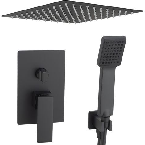 Ducha empotrada negro mate 40 cm de ras para ducha Limia de Valaz