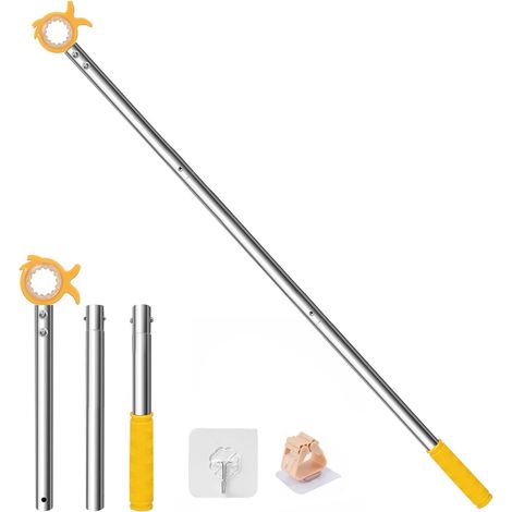 Perche Télescopique pour Fenêtre de Toit, Extension de Poignée de Fenêtre en Acier Inoxydable avec Crochet, Tige pour Ouvrir les Volets et Stores de Fenêtre de Toit (116cm, Jaune) (1/5)