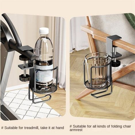 Porte-Gobelet Bureau - 2 en 1 Fixe et Rotatif 360° - Sans Perçage - Pour Table Chaise Tapis de Course - 2 Pièces (1/5)