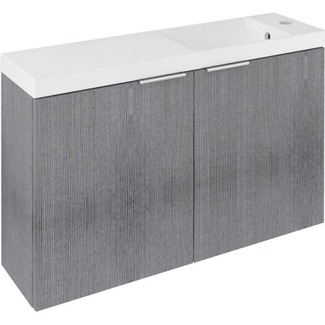 Meuble sous-vasque LATUS X 78,8x50x22cm, chêne argenté (1/4)