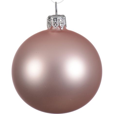 Box Da 6 Palline Di Natale Vetro Opaco Colore Rosa Cipria 6Cm (1/3)