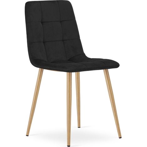 Chaise Kara - velours noir / pieds couleur bois x 1 (1/5)