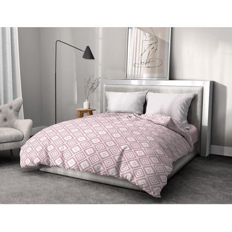 Housse de Couette - 3 Pièces  100% Coton - 57 Fils  2 Personnes - 220x240 cm  Fox Trot Blanc (1/5)
