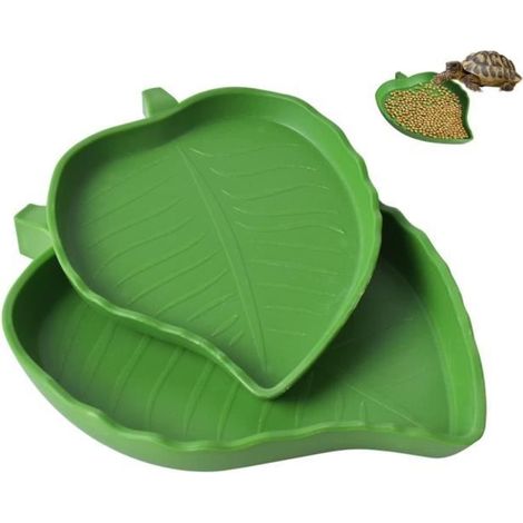 Bol d'eau pour reptiles - Accessoire Tortue - 2PCS - Plastique de haute qualité - Forme de feuille - Intérieur