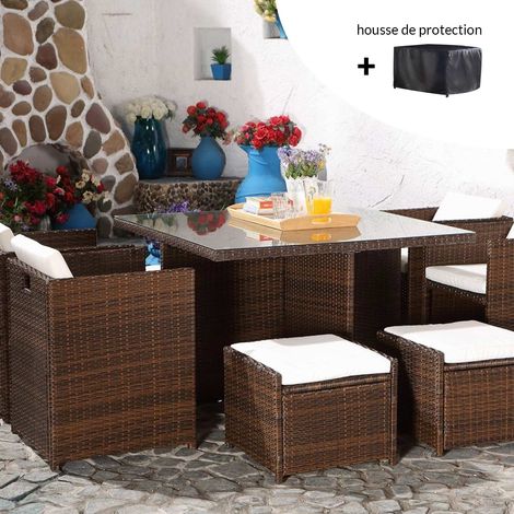Miami 8 marron/blanc + housse de protection