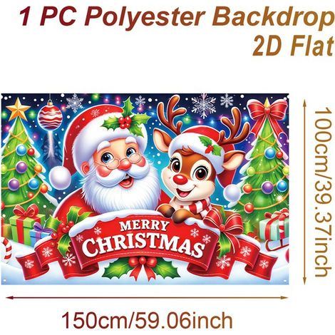 Bannière décorative de Noël 2026, fond de fête de Noël, tissu suspendu pour le commerce extérieur, bannière d'intérieur - 100 x 150 cm - 7