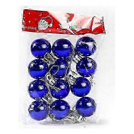 Lot de 12 boules de Noël en plastique chromé bleu brillant pour sapin de Noël au Royaume-Uni (1/5)