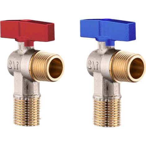 Vannes de régulation de débit d'eau 1/2" à haut débit, vannes d'arrêt d'angle métalliques 1/2" pour systèmes d'eau chaude/froide, multicolores Laiton rouge et bleu h (1/5)