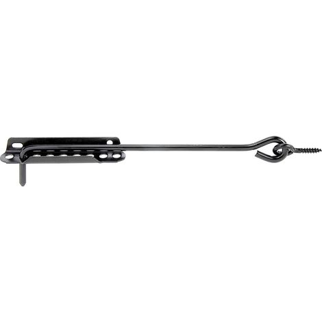 Crochet crémaillère ajustable – avec platine d'arrêt ajustable – Longueur 300 mm – noir – Marque Alberts (1/2)