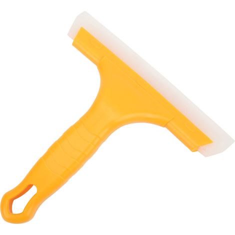 Raclette multifonctionnelle jaune en silicone souple anti-rayures, universelle pour voiture, vitres, cuisine et salle de bain. (1/5)